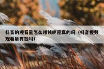 抖音的观看量怎么赚钱啊是真的吗（抖音视频观看量有钱吗）