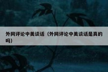 外网评论中美谈话（外网评论中美谈话是真的吗）