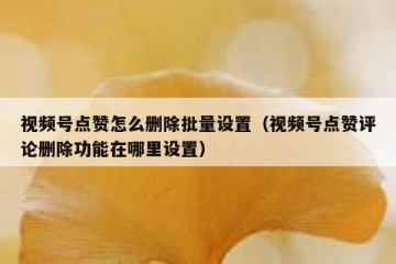 视频号点赞怎么删除批量设置（视频号点赞评论删除功能在哪里设置）