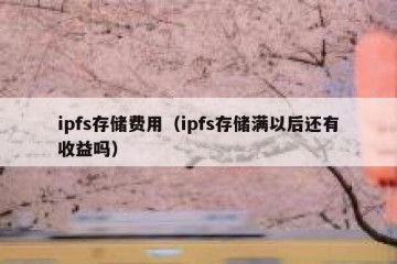 ipfs存储费用（ipfs存储满以后还有收益吗）