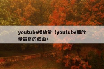 youtube播放量（youtube播放量最高的歌曲）