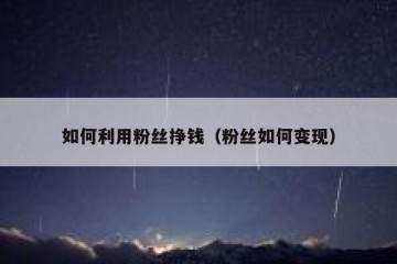 如何利用粉丝挣钱（粉丝如何变现）