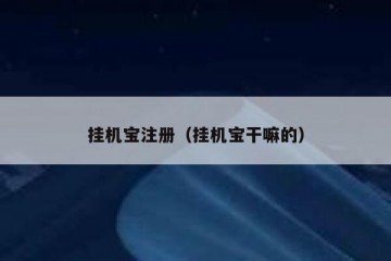 挂机宝注册（挂机宝干嘛的）