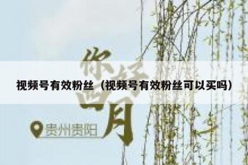 视频号有效粉丝（视频号有效粉丝可以买吗）