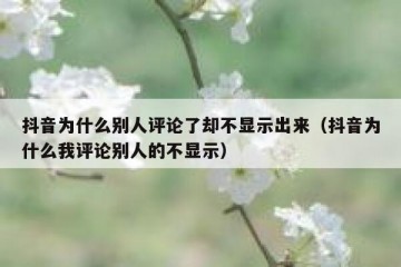 抖音为什么别人评论了却不显示出来（抖音为什么我评论别人的不显示）