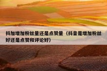 抖加增加粉丝量还是点赞量（抖音是增加粉丝好还是点赞和评论好）