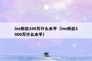 ins粉丝100万什么水平（ins粉丝1000万什么水平）