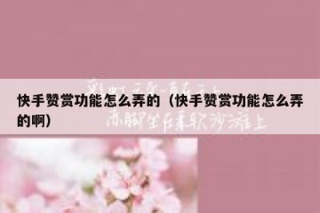 快手赞赏功能怎么弄的(快手赞赏功能怎么弄的啊)