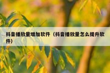 抖音播放量增加软件（抖音播放量怎么提升软件）