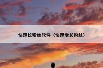 快速长粉丝软件（快速增长粉丝）