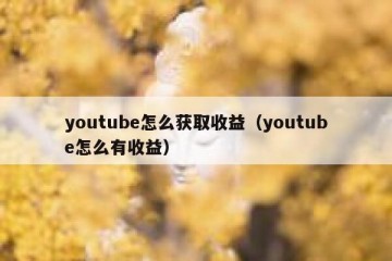 youtube怎么获取收益（youtube怎么有收益）