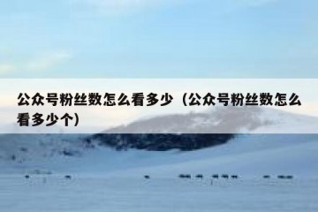 公众号粉丝数怎么看多少（公众号粉丝数怎么看多少个）