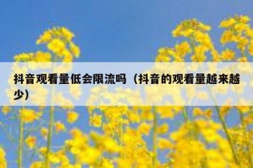 抖音观看量低会限流吗（抖音的观看量越来越少）