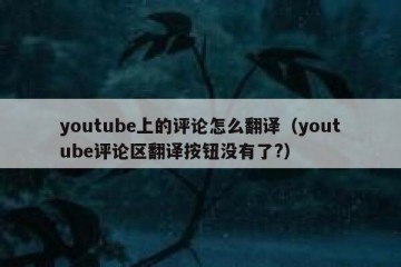 youtube上的评论怎么翻译（youtube评论区翻译按钮没有了?）