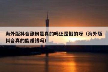 海外版抖音涨粉是真的吗还是假的呀（海外版抖音真的能赚钱吗）