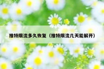 推特限流多久恢复（推特限流几天能解开）