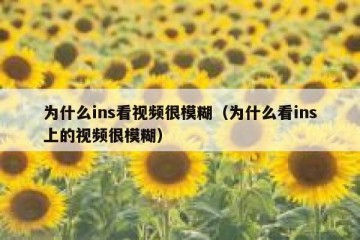 为什么ins看视频很模糊（为什么看ins上的视频很模糊）