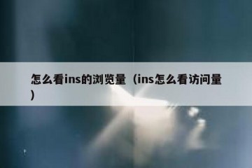 怎么看ins的浏览量（ins怎么看访问量）