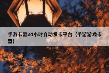 手游卡盟24小时自动发卡平台（手游游戏卡盟）