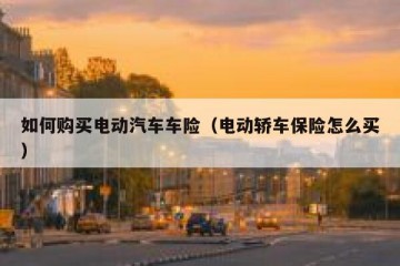 如何购买电动汽车车险（电动轿车保险怎么买）