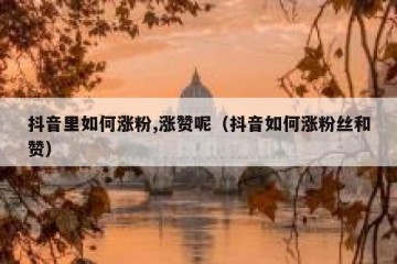 抖音里如何涨粉,涨赞呢（抖音如何涨粉丝和赞）