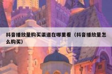 抖音播放量购买渠道在哪里看（抖音播放量怎么购买）