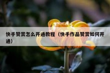 快手赞赏怎么开通教程（快手作品赞赏如何开通）