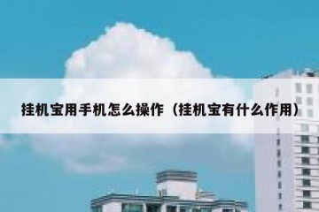 挂机宝用手机怎么操作（挂机宝有什么作用）