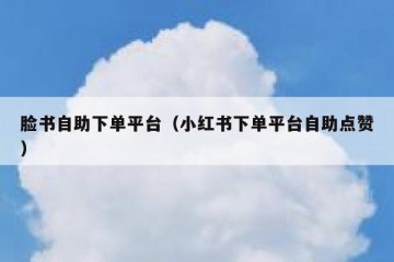 脸书自助下单平台（小红书下单平台自助点赞）