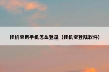 挂机宝用手机怎么登录（挂机宝登陆软件）