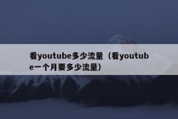 看youtube多少流量（看youtube一个月要多少流量）