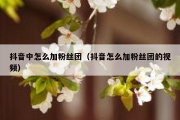 抖音中怎么加粉丝团（抖音怎么加粉丝团的视频）