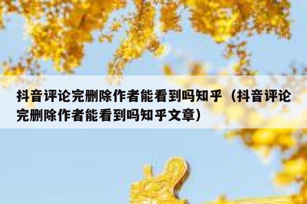 抖音评论完删除作者能看到吗知乎（抖音评论完删除作者能看到吗知乎文章） 第1张