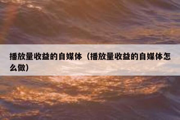 播放量收益的自媒体（播放量收益的自媒体怎么做） 第1张