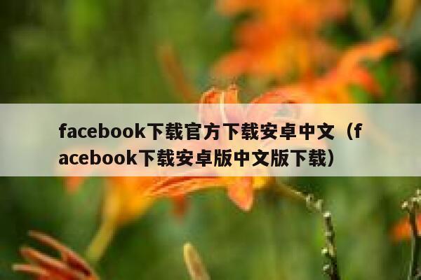 facebook下载官方下载安卓中文（facebook下载安卓版中文版下载） 第1张