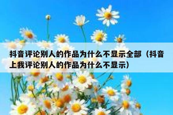 抖音评论别人的作品为什么不显示全部（抖音上我评论别人的作品为什么不显示） 第1张