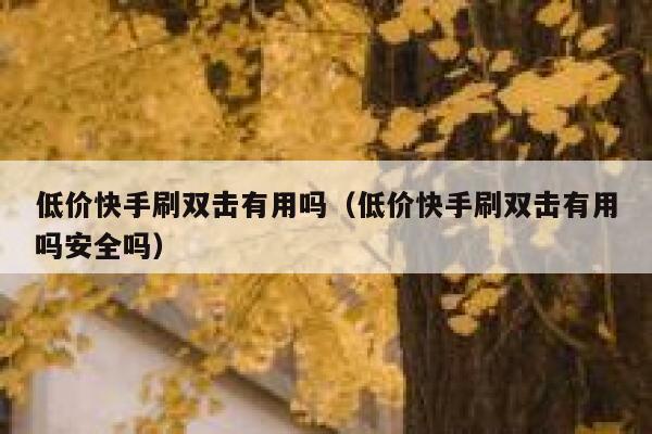 低价快手刷双击有用吗（低价快手刷双击有用吗安全吗） 第1张