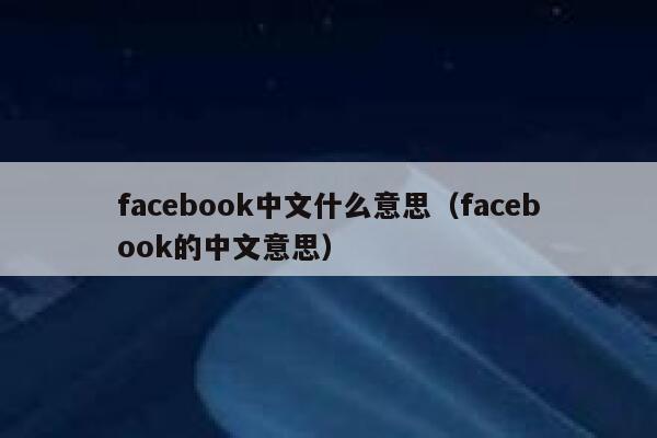 facebook中文什么意思（facebook的中文意思） 第1张
