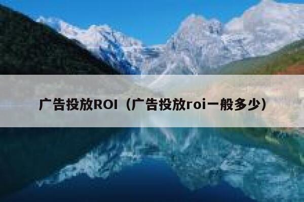 广告投放ROI（广告投放roi一般多少） 第1张