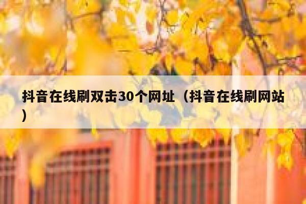 抖音在线刷双击30个网址（抖音在线刷网站） 第1张