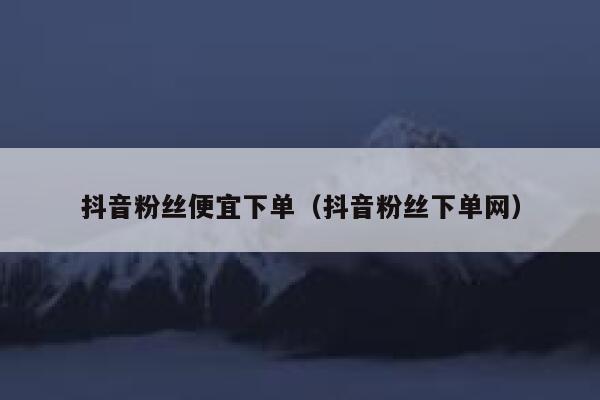 抖音粉丝便宜下单（抖音粉丝下单网） 第1张