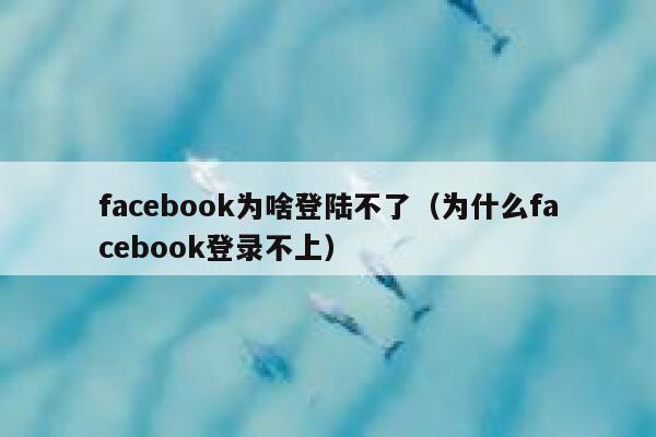 facebook为啥登陆不了（为什么facebook登录不上） 第1张