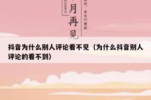 抖音为什么别人评论看不见（为什么抖音别人评论的看不到） 第1张