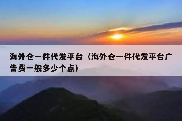 海外仓一件代发平台（海外仓一件代发平台广告费一般多少个点） 第1张