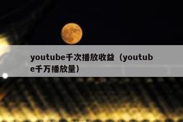 youtube千次播放收益（youtube千万播放量） 第1张