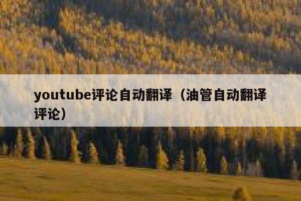 youtube评论自动翻译（油管自动翻译评论） 第1张