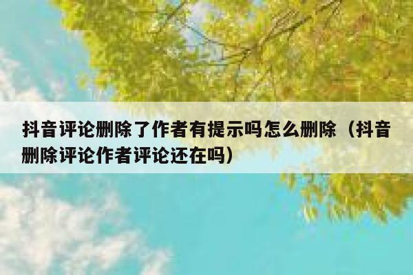 抖音评论删除了作者有提示吗怎么删除(抖音删除评论作者评论还在吗) 第1张 抖音评论删除了作者有提示吗怎么删除(抖音删除评论作者评论还在吗) 第1张