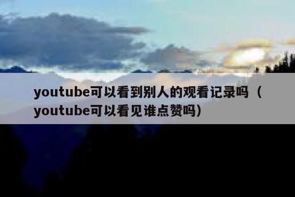youtube可以看到别人的观看记录吗（youtube可以看见谁点赞吗） 第1张