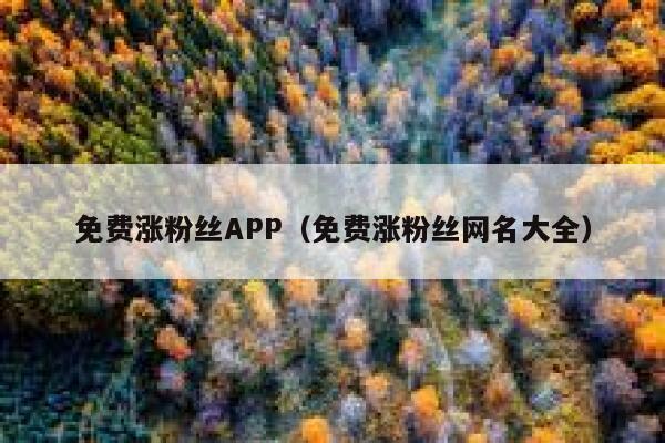 免费涨粉丝APP（免费涨粉丝网名大全） 第1张
