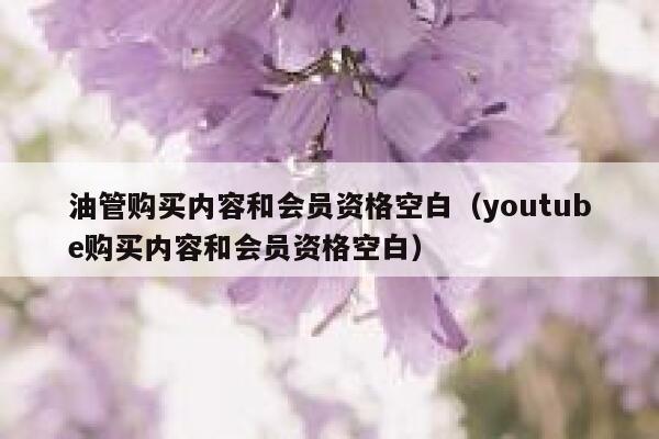 油管购买内容和会员资格空白（youtube购买内容和会员资格空白） 第1张